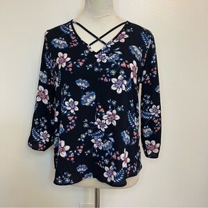 Pink Republic Black Floral Blouse
